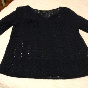 Lucky Brandy navy eyelet top.